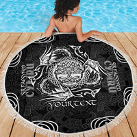 Personalized Radnorshire Sir Faesyfed Beach Blanket Black Oak Tree Of Life Celtic-inspired - Wonder Print Shop