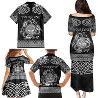Personalized Radnorshire Sir Faesyfed Family Matching Puletasi and Hawaiian Shirt Black Oak Tree Of Life Celtic-inspired - Wonder Print Shop