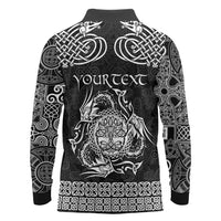 Personalized Radnorshire Sir Faesyfed Long Sleeve Polo Shirt Black Oak Tree Of Life Celtic-inspired - Wonder Print Shop