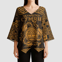 Personalized Radnorshire Sir Faesyfed Kimono Sleeve Blouse Gold Oak Tree Of Life Celtic-inspired - Wonder Print Shop