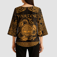 Personalized Radnorshire Sir Faesyfed Kimono Sleeve Blouse Gold Oak Tree Of Life Celtic-inspired - Wonder Print Shop