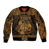 Personalized Radnorshire Sir Faesyfed Sleeve Zip Bomber Jacket Gold Oak Tree Of Life Celtic-inspired - Wonder Print Shop