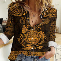 Personalized Radnorshire Sir Faesyfed Women Casual Shirt Gold Oak Tree Of Life Celtic-inspired - Wonder Print Shop