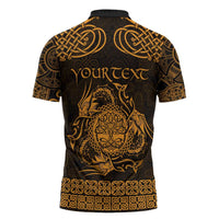 Personalized Radnorshire Sir Faesyfed Zipper Polo Shirt Gold Oak Tree Of Life Celtic-inspired - Wonder Print Shop