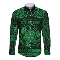 Personalized Radnorshire Sir Faesyfed Long Sleeve Button Shirt Green Oak Tree Of Life Celtic-inspired - Wonder Print Shop