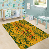 Africa Dashiki Area Rug African Tribal Art Mixed Polynesian Tattoo Gold Color Unique LT9 - Wonder Print Shop