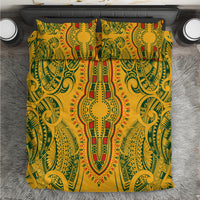 Africa Dashiki Bedding Set African Tribal Art Mixed Polynesian Tattoo Gold Color Unique LT9 - Wonder Print Shop