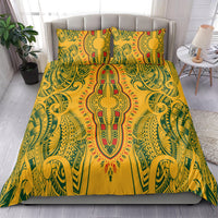 Africa Dashiki Bedding Set African Tribal Art Mixed Polynesian Tattoo Gold Color Unique LT9 - Wonder Print Shop