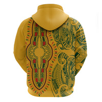 Africa Dashiki Hoodie African Tribal Art Mixed Polynesian Tattoo Gold Color Unique - Wonder Print Shop