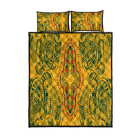 Africa Dashiki Quilt Bed Set African Tribal Art Mixed Polynesian Tattoo Gold Color Unique - Wonder Print Shop