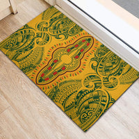 Africa Dashiki Rubber Doormat African Tribal Art Mixed Polynesian Tattoo Gold Color Unique - Wonder Print Shop