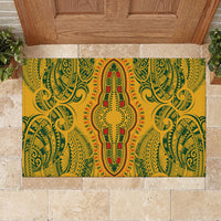 Africa Dashiki Rubber Doormat African Tribal Art Mixed Polynesian Tattoo Gold Color Unique - Wonder Print Shop