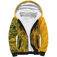Africa Dashiki Sherpa Hoodie African Tribal Art Mixed Polynesian Tattoo Gold Color Unique - Wonder Print Shop