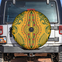 Africa Dashiki Spare Tire Cover African Tribal Art Mixed Polynesian Tattoo Gold Color Unique - Wonder Print Shop