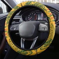 Africa Dashiki Steering Wheel Cover African Tribal Art Mixed Polynesian Tattoo Gold Color Unique - Wonder Print Shop