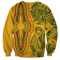 Africa Dashiki Sweatshirt African Tribal Art Mixed Polynesian Tattoo Gold Color Unique - Wonder Print Shop