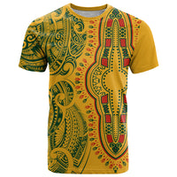 Africa Dashiki T Shirt African Tribal Art Mixed Polynesian Tattoo Gold Color Unique - Wonder Print Shop