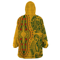 Africa Dashiki Wearable Blanket Hoodie African Tribal Art Mixed Polynesian Tattoo Gold Color Unique - Wonder Print Shop