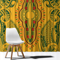Africa Dashiki Window Curtain African Tribal Art Mixed Polynesian Tattoo Gold Color Unique - Wonder Print Shop