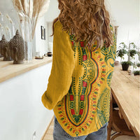 Africa Dashiki Women Casual Shirt African Tribal Art Mixed Polynesian Tattoo Gold Color Unique - Wonder Print Shop