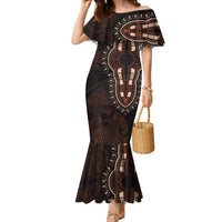 Africa Dashiki Family Matching Mermaid Dress and Hawaiian Shirt African Tribal Art Mixed Polynesian Tattoo Red Color Unique LT9 - Wonder Print Shop