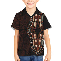 Africa Dashiki Family Matching Off Shoulder Maxi Dress and Hawaiian Shirt African Tribal Art Mixed Polynesian Tattoo Red Color Unique LT9 - Wonder Print Shop
