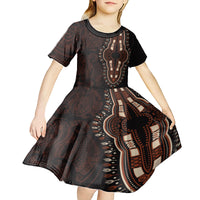 Africa Dashiki Kid Short Sleeve Dress African Tribal Art Mixed Polynesian Tattoo Red Color Unique - Wonder Print Shop