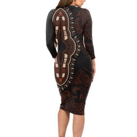 Africa Dashiki Long Sleeve Bodycon Dress African Tribal Art Mixed Polynesian Tattoo Red Color Unique - Wonder Print Shop