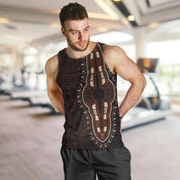Africa Dashiki Men Tank Top African Tribal Art Mixed Polynesian Tattoo Red Color Unique - Wonder Print Shop