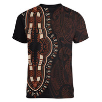 Africa Dashiki Women V Neck T Shirt African Tribal Art Mixed Polynesian Tattoo Red Color Unique - Wonder Print Shop