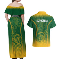 South Africa Cricket Couples Matching Off Shoulder Maxi Dress and Hawaiian Shirt Go Proteas World Cup Version 2023 Sproty LT9 - Wonder Print Shop