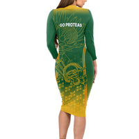 South Africa Cricket Long Sleeve Bodycon Dress Go Proteas World Cup Version 2023 Sproty - Wonder Print Shop