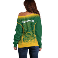 South Africa Cricket Off Shoulder Sweater Go Proteas World Cup Version 2023 Sproty - Wonder Print Shop