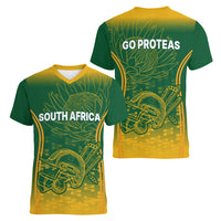 South Africa Cricket Women V Neck T Shirt Go Proteas World Cup Version 2023 Sproty - Wonder Print Shop