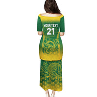 Custom South Africa Cricket Family Matching Puletasi Dress and Hawaiian Shirt Go Proteas World Cup Version 2023 Sproty - Wonder Print Shop