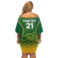 Custom South Africa Cricket Off Shoulder Short Dress Go Proteas World Cup Version 2023 Sproty - Wonder Print Shop