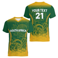 Custom South Africa Cricket Women V Neck T Shirt Go Proteas World Cup Version 2023 Sproty - Wonder Print Shop