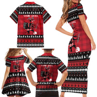 Merry Krampusnacht Personalized Family Matching Short Sleeve Bodycon Dress and Hawaiian Shirt Austrian Bavaria Alpine Christmas Demons - Wonder Print Shop