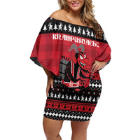 Merry Krampusnacht Personalized Off Shoulder Short Dress Austrian Bavaria Alpine Christmas Demons - Wonder Print Shop