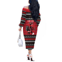 Merry Krampusnacht Personalized Off The Shoulder Long Sleeve Dress Austrian Bavaria Alpine Christmas Demons - Wonder Print Shop