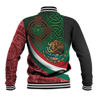 Mexico and Ireland Together Baseball Jacket Aztec Sun Mix Celtic Shamrock - Wonder Print Shop