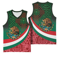 Mexico and Ireland Together Basketball Jersey Aztec Sun Mix Celtic Shamrock - Wonder Print Shop