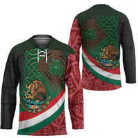 Mexico and Ireland Together Hockey Jersey Aztec Sun Mix Celtic Shamrock - Wonder Print Shop