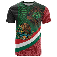 Mexico and Ireland Together T Shirt Aztec Sun Mix Celtic Shamrock - Wonder Print Shop