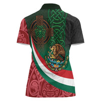 Mexico and Ireland Together Women Polo Shirt Aztec Sun Mix Celtic Shamrock - Wonder Print Shop