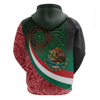 Mexico and Ireland Together Zip Hoodie Aztec Sun Mix Celtic Shamrock - Wonder Print Shop
