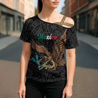 Black Mexico Aztec Custom Cross Shoulder Shirt Special Edition Heritage - Wonder Print Shop