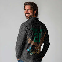 Black Mexico Aztec Custom Long Sleeve Polo Shirt Special Edition Heritage - Wonder Print Shop