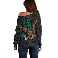 Black Mexico Aztec Custom Off Shoulder Sweater Special Edition Heritage - Wonder Print Shop