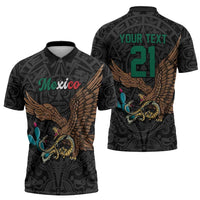 Black Mexico Aztec Custom Zipper Polo Shirt Special Edition Heritage - Wonder Print Shop